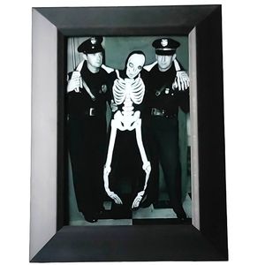 Skeleton getting arrested for funny Halloween home decor hilarious interiors Art